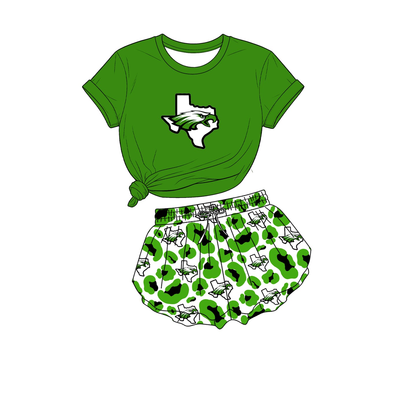 custom moq 5 mix size XY071507 Baby Girls Solid Short Sleeve Crew Neck Top Leopard Print Yoga Shorts Team Outfit Set