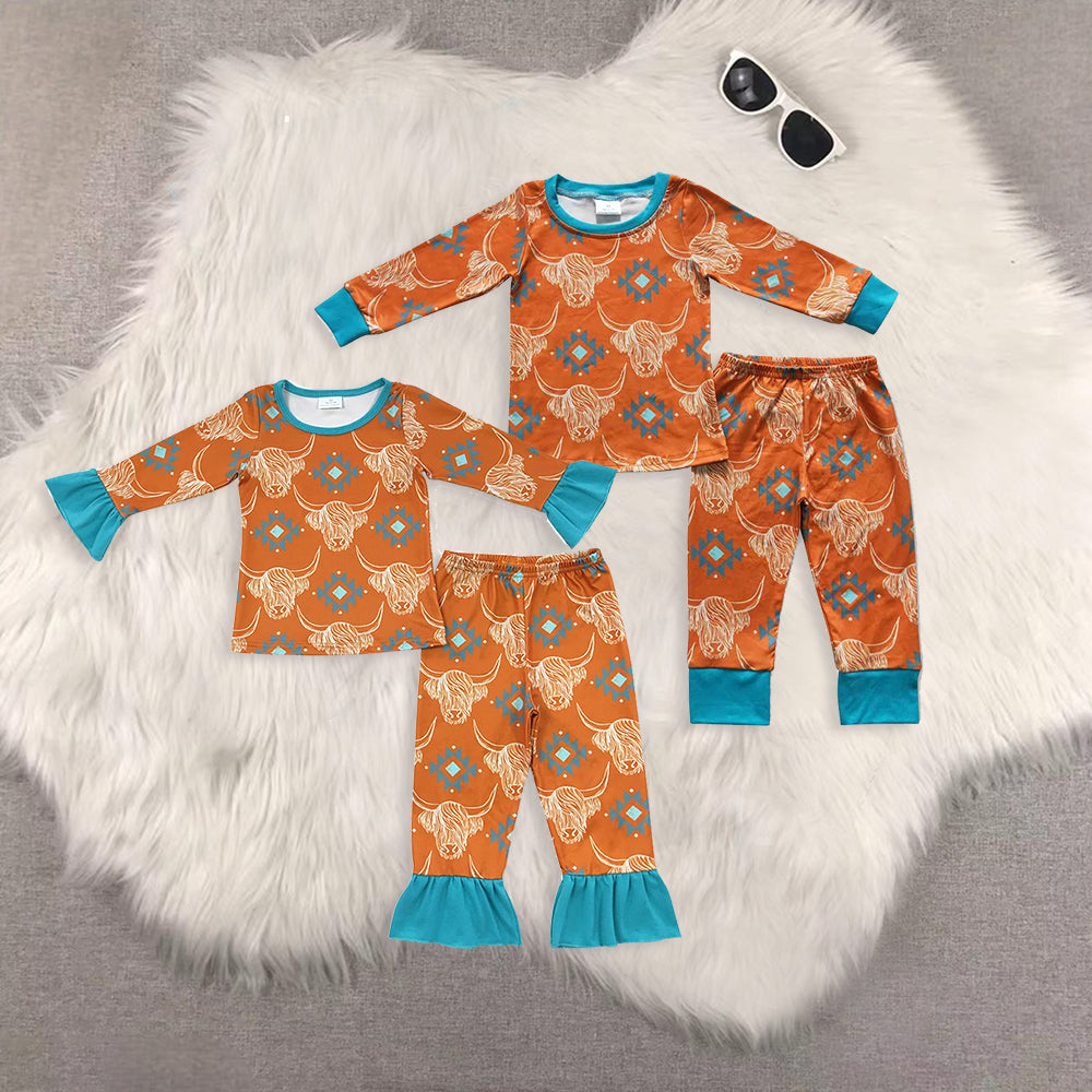 RTS NO MOQ Sibling Baby girls clothes alpine long-sleeved trousers suits