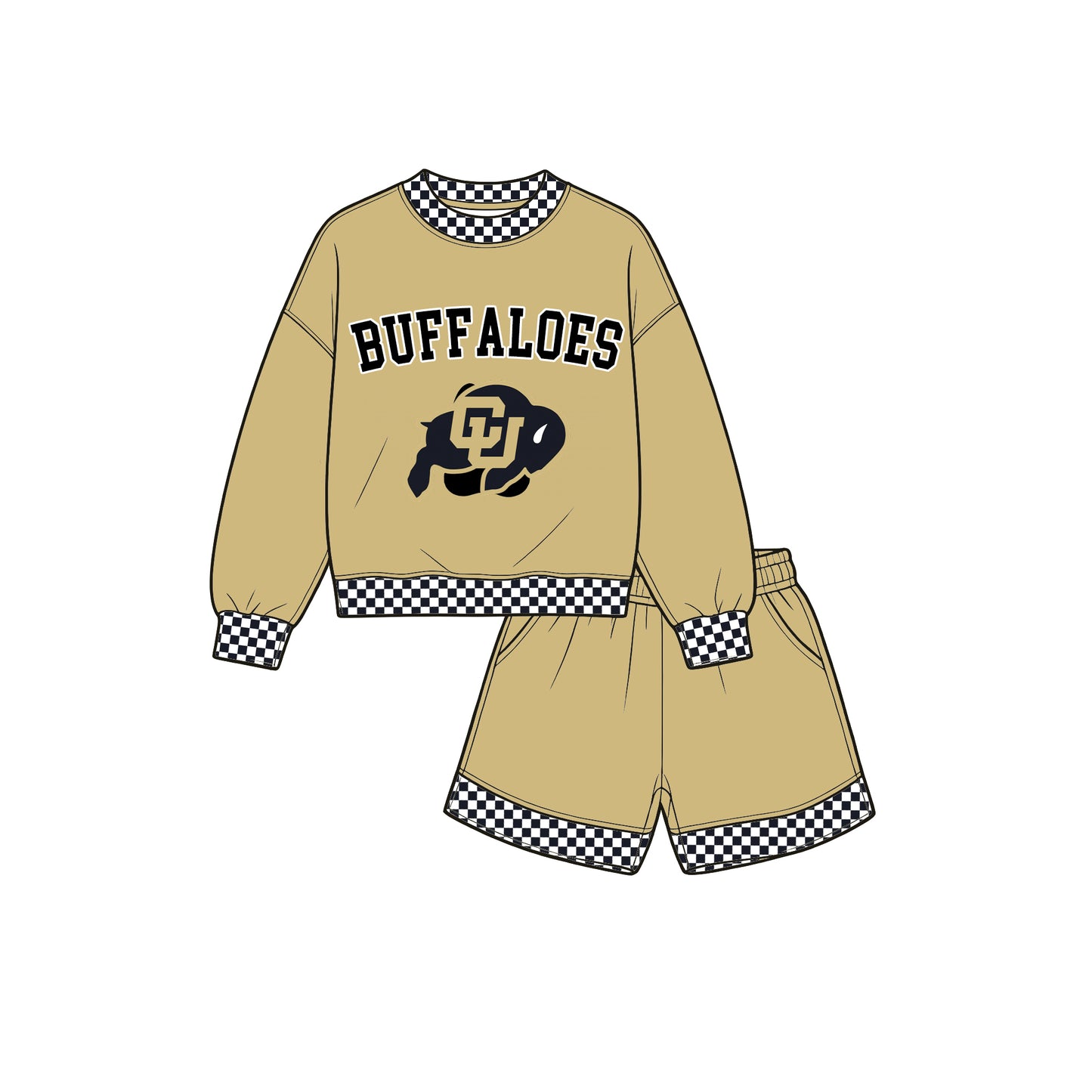 custom moq 5 mix size XY073007 Baby Kids Letter Print Checked Long Sleeve Top Shorts Casual Team Outfit Set