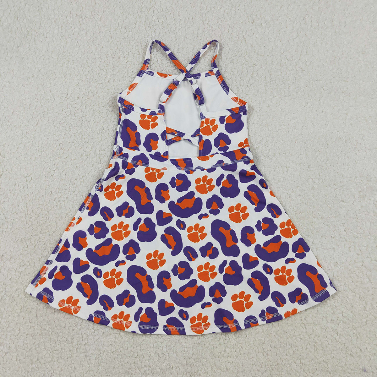 RTS NO MOQ GSD3687 Baby Girls Strap Leopard Team Yoga Active Shorts Knee-Length Dress for Active