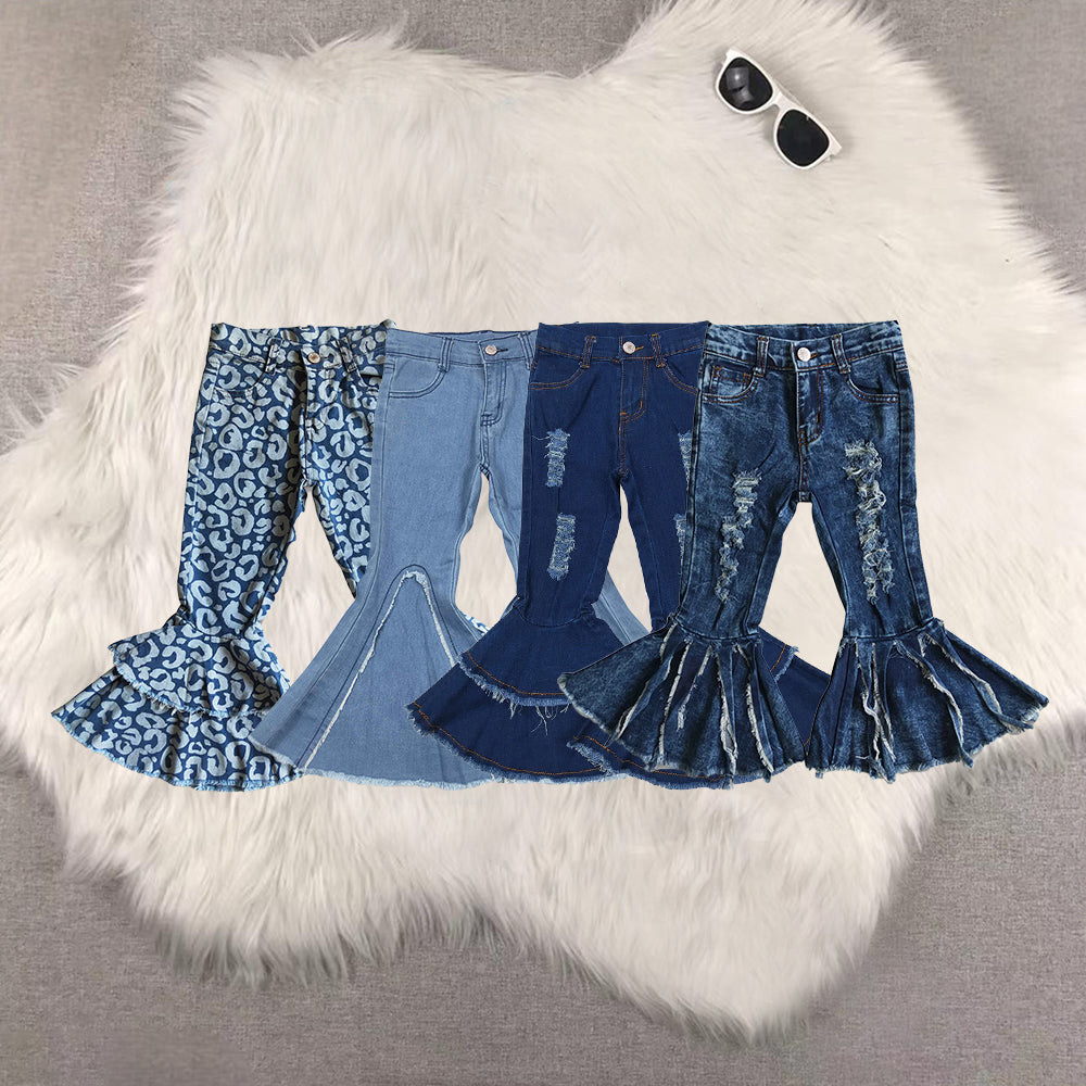 RTS NO MOQ Baby Girls Clothes Jeans: Flared & Ripped
