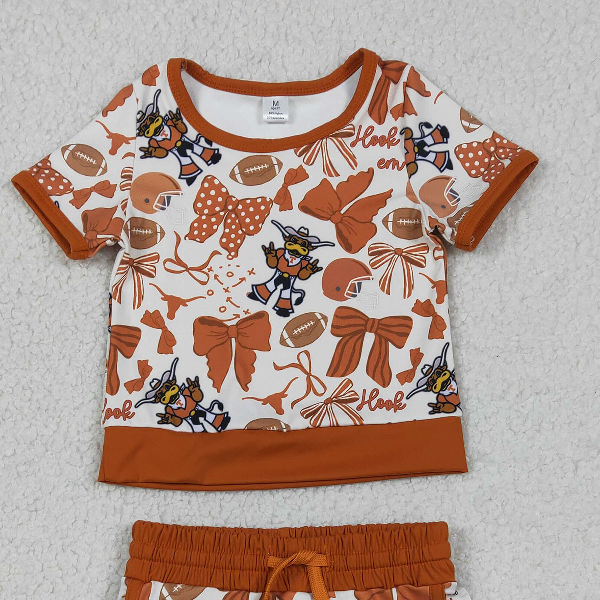 RTS NO MOQ GSD3697 Baby Girls Bow Football Crocodile Print Top And Skirt Set Short Yoga Active Team Outfit