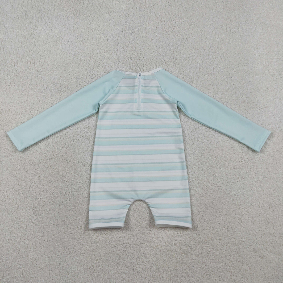 RTS NO MOQ S0650 Baby Girls Aqua Blue Stripe Romper Swimsuit for Infants Summer