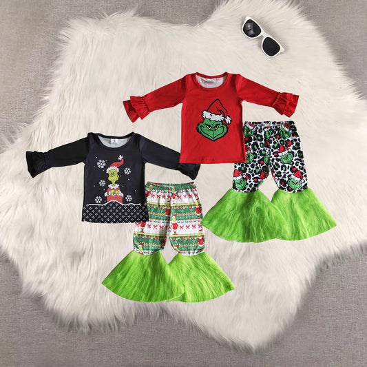 RTS NO MOQ Sibling baby girls clothes Christmas long-sleeved trousers suit
