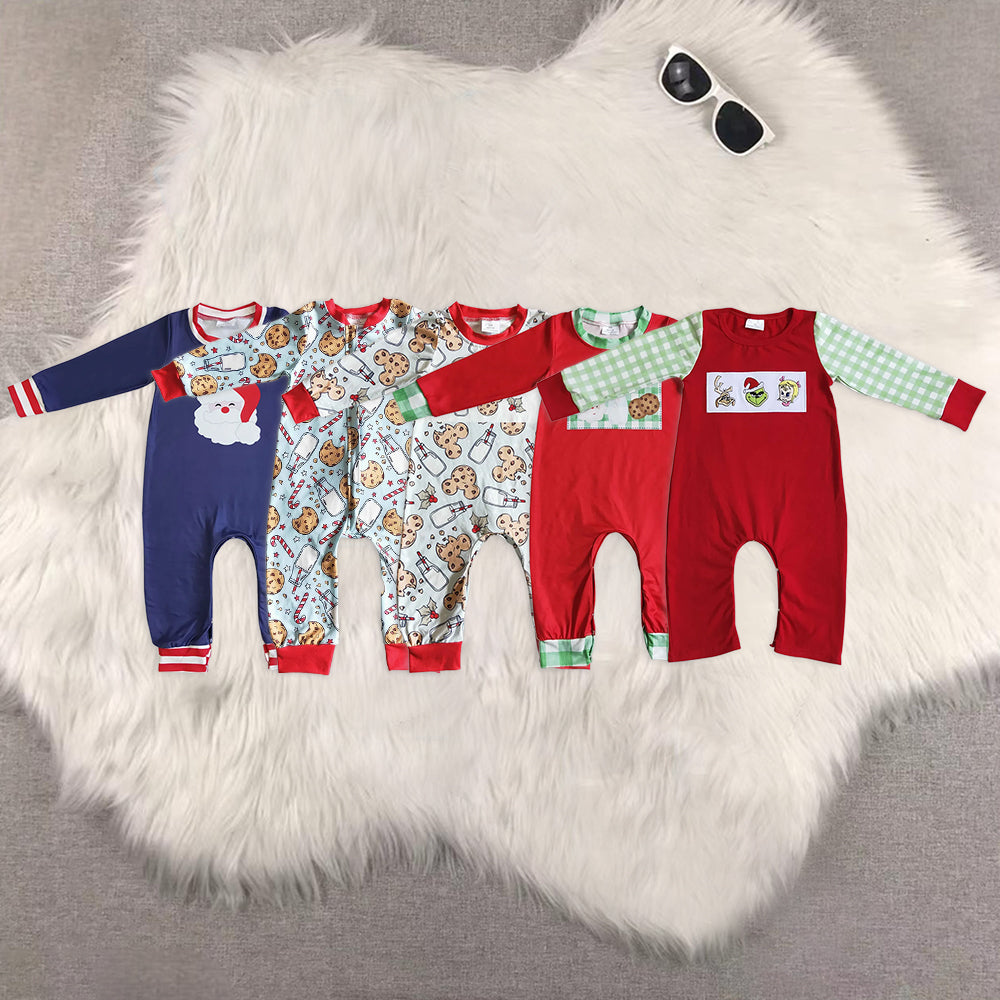 RTS NO MOQ Baby boy clothes Christmas long Sleeve Romper Mixed Sizes