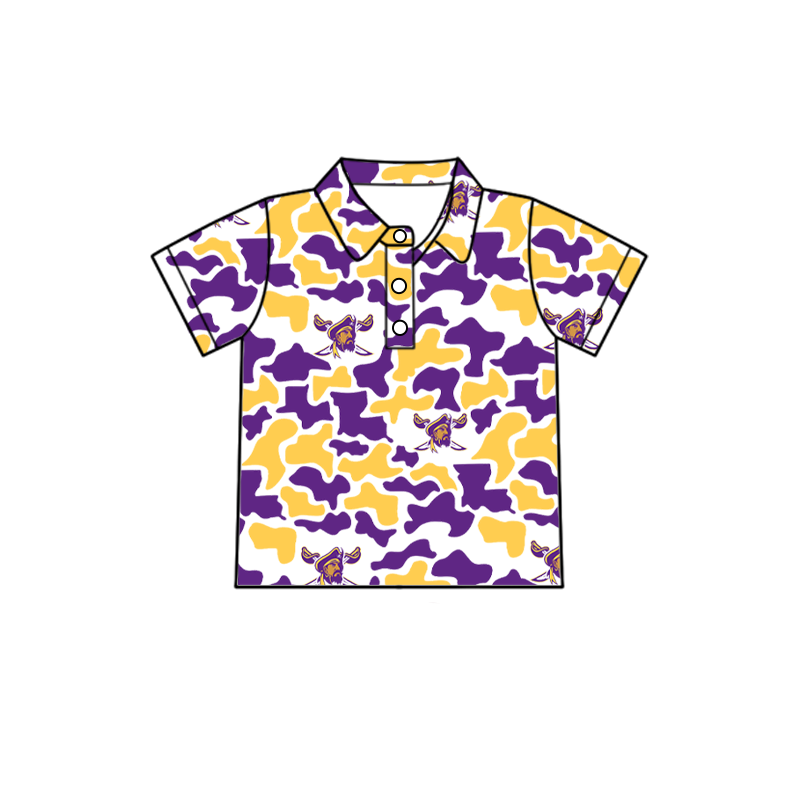 custom moq 5 mix size XY070107 Baby Boys Camouflage Print Short Sleeve Button Polo Shirt Top Team Outfit