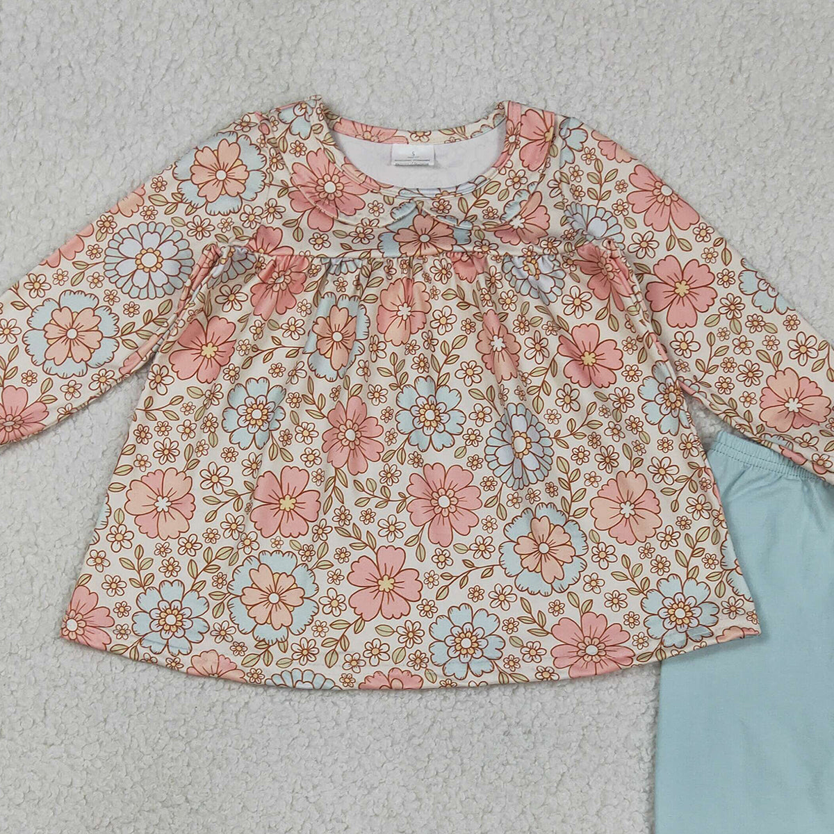 RTS NO MOQ GLP1195 Baby Girls' Fall Floral Tunic Legging Pants Outfit
