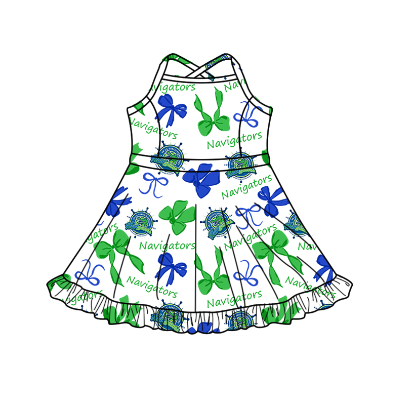 custom moq 5 mix size XY070207 Baby Girls Bows Print Strap Knee Length Skort Yoga Active Dress