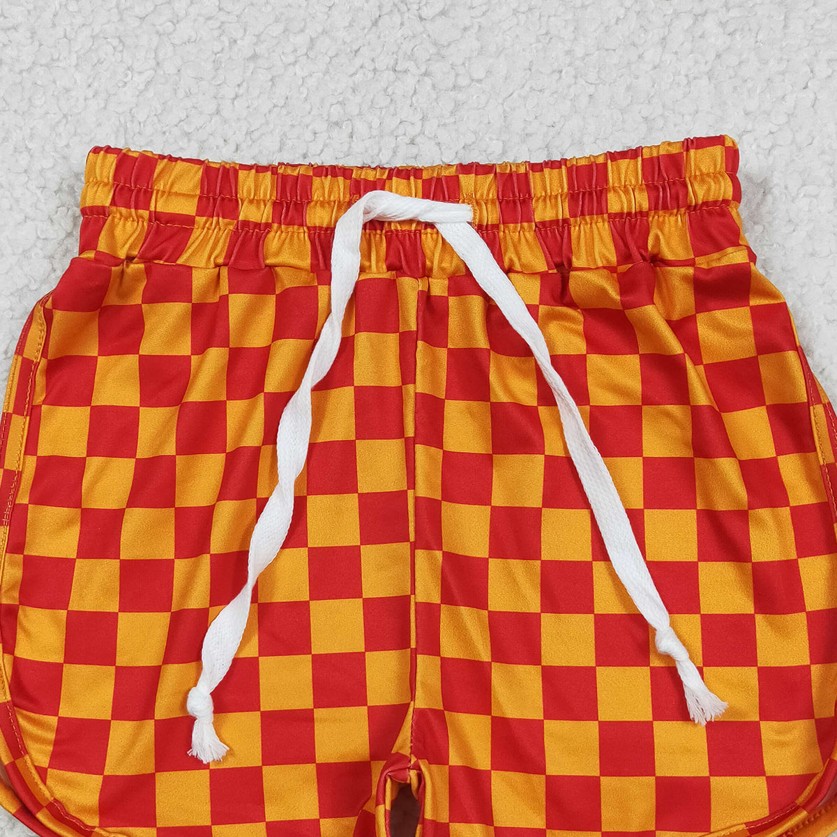RTS NO MOQ SS0297 Baby Girls Casual Orange Plaid Elasticated Shorts