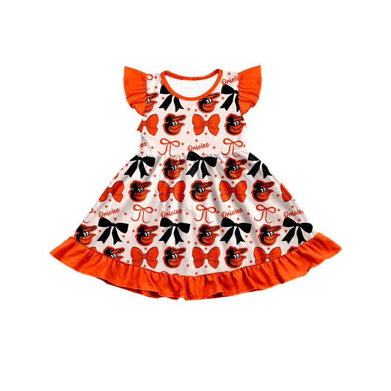 Custom moq 5 mix size milk silk summer teams baby girls clothes team bow orange long sleeve hooded pants sets and dress 1 and dress 2 and top-25.6.17