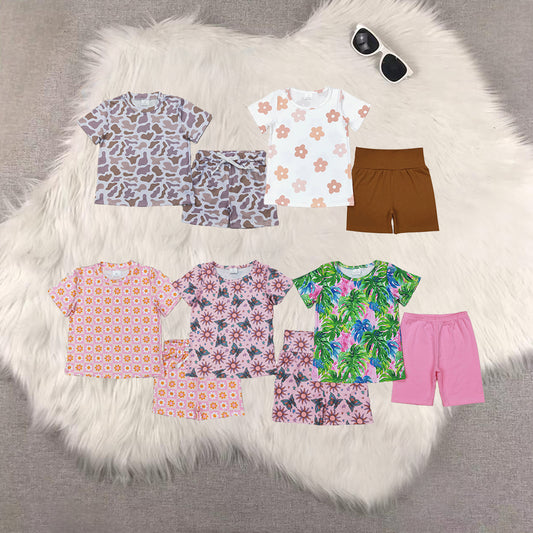 RTS NO MOQ Sibling baby girl Clothes short sleeve shorts Sets