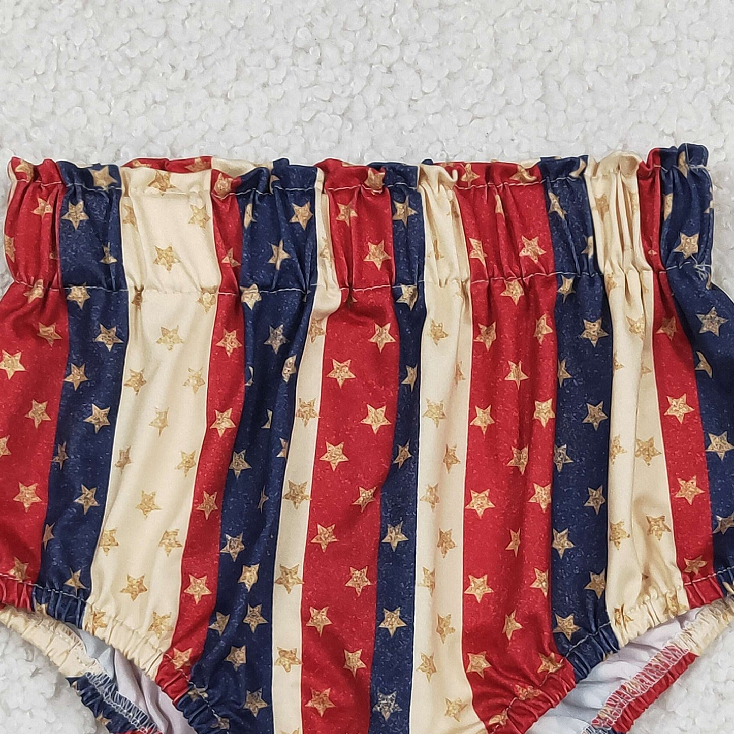 RTS NO MOQ milk silk SS0313 Baby Girls 4th Of July Stars Stripe Elastic Bottoms Bummies