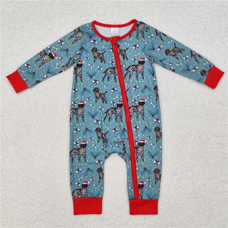 Baby Boys Christmas Dogs Collection - Pajama Set & Zipper Romper