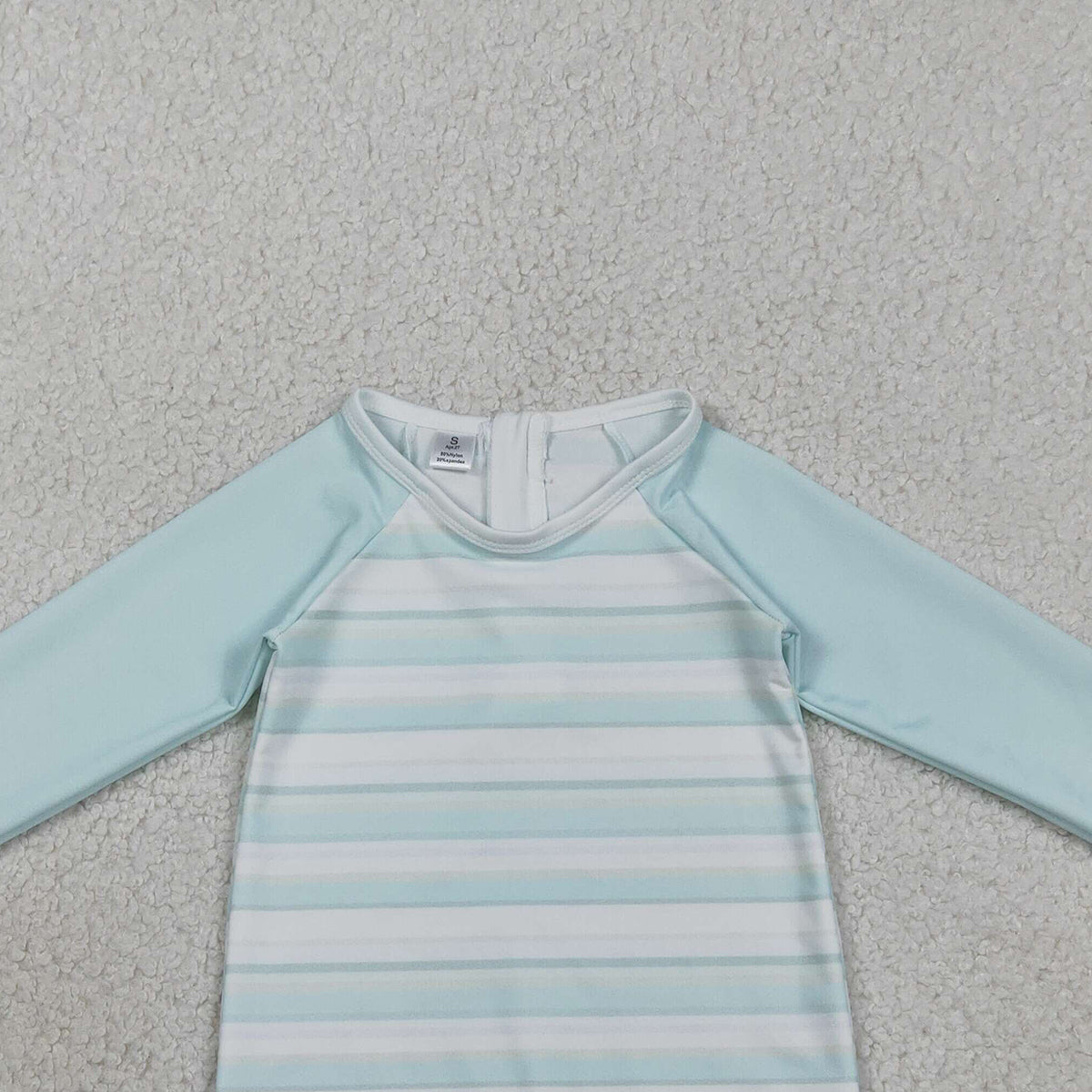 RTS NO MOQ S0650 Baby Girls Aqua Blue Stripe Romper Swimsuit for Infants Summer