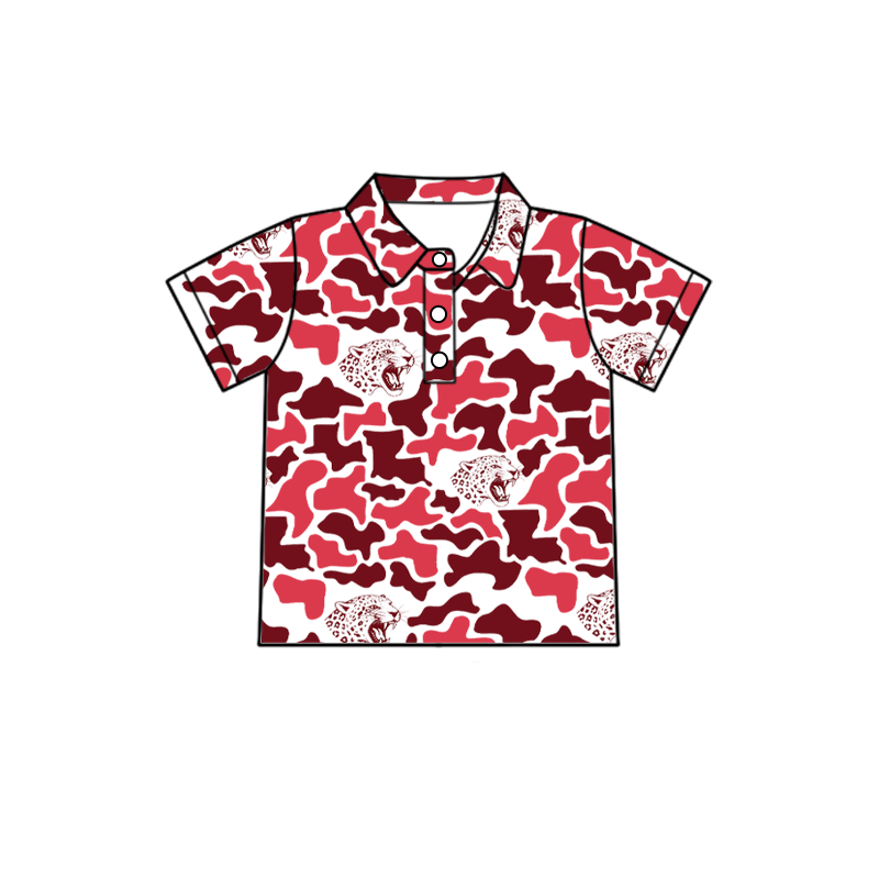 custom moq 5 mix size XY070107 Baby Boys Camouflage Print Short Sleeve Button Polo Shirt Top Team Outfit