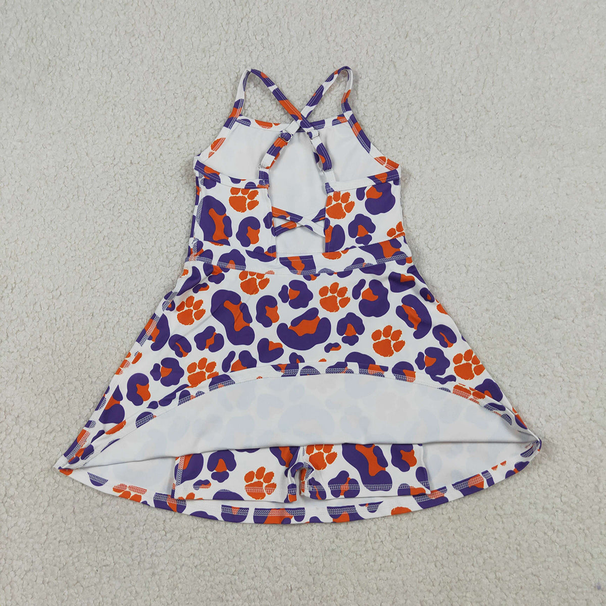 RTS NO MOQ GSD3687 Baby Girls Strap Leopard Team Yoga Active Shorts Knee-Length Dress for Active