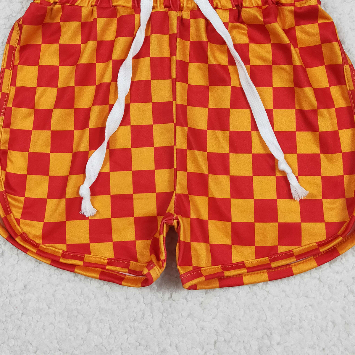 RTS NO MOQ SS0297 Baby Girls Casual Orange Plaid Elasticated Shorts