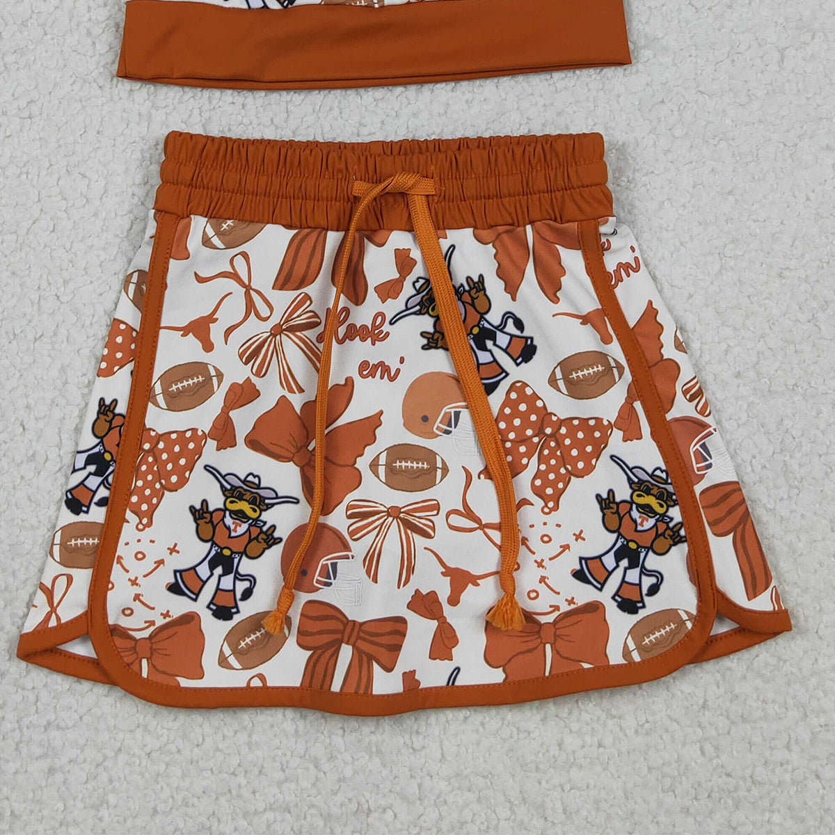 RTS NO MOQ GSD3697 Baby Girls Bow Football Crocodile Print Top And Skirt Set Short Yoga Active Team Outfit