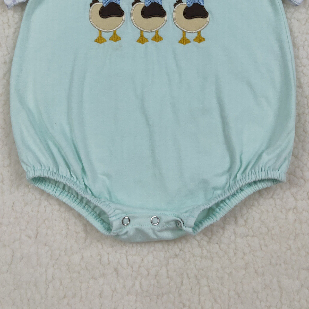 RTS NO MOQ SR3630 Baby Boys Easter Hunting Rompers Short Sleeve Embroidery Bunny Ducks Outfit for Spring