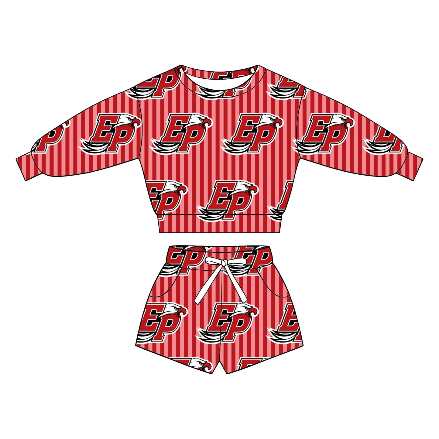 custom moq 5 mix size XY071607 Baby Kids Stripe Long Sleeve Top Drawstring Shorts Team Casual Set