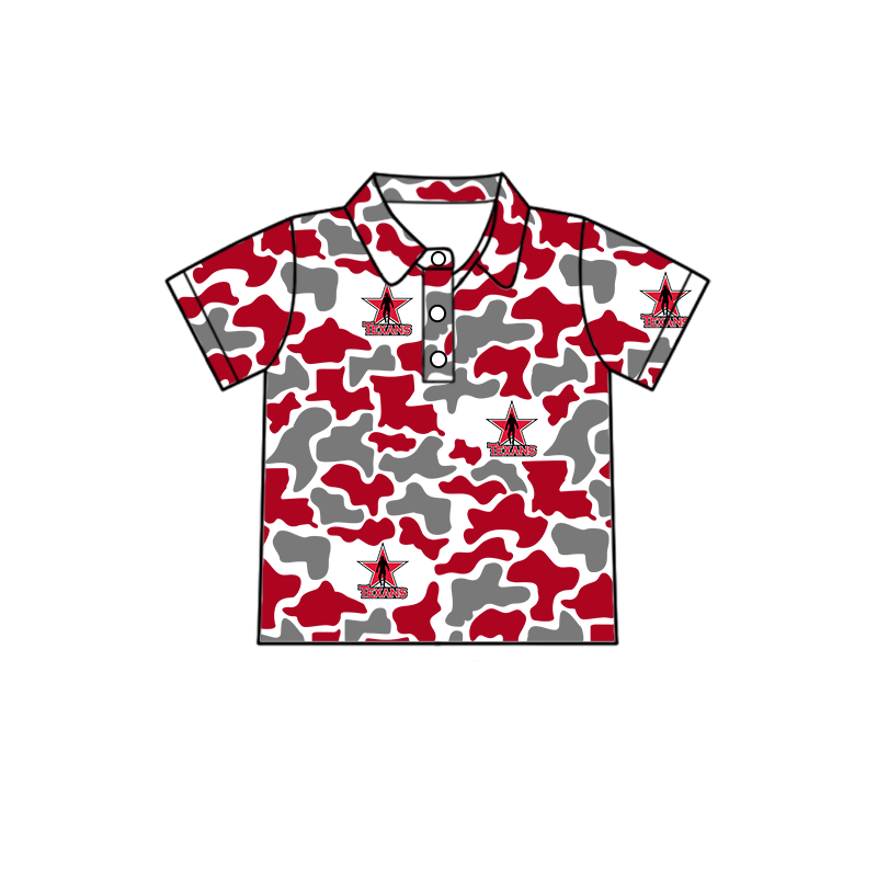 custom moq 5 mix size XY063007 Baby Boys Camouflage Print Short Sleeve Button Polo Shirt Top