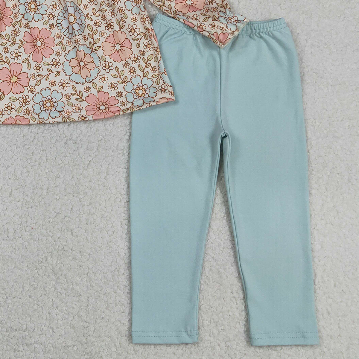 RTS NO MOQ GLP1195 Baby Girls' Fall Floral Tunic Legging Pants Outfit