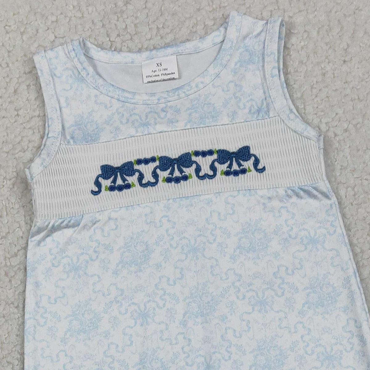 RTS NO MOQ SR3843 Floral Bow Ruffle Sleeveless Romper for Baby Girls Cute And Comfortable Summer Outfit