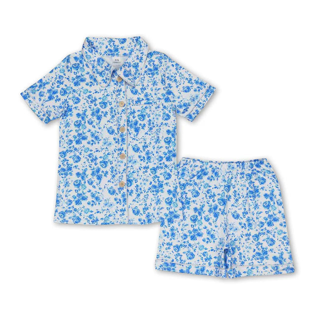 RTS NO MOQ Sibling Adult Women Water Paisley Shirt Shorts Pajamas Clothes Sets