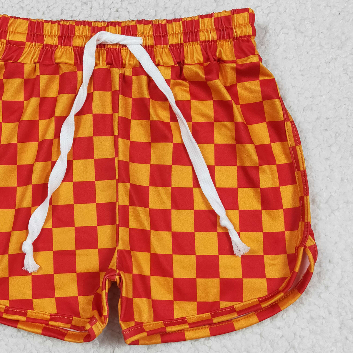 RTS NO MOQ SS0297 Baby Girls Casual Orange Plaid Elasticated Shorts