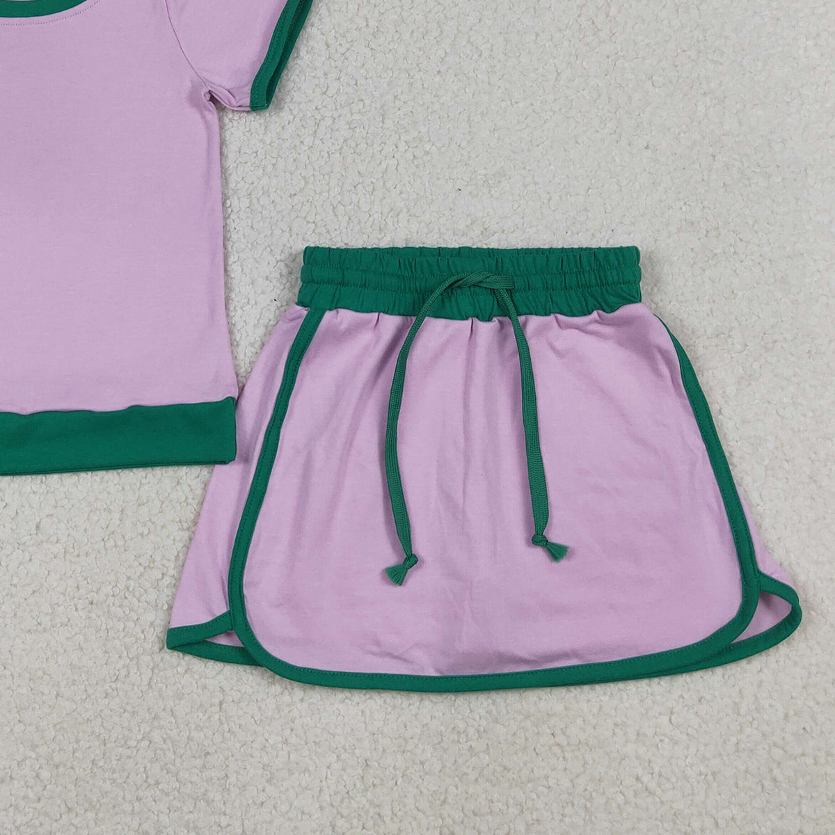 RTS NO MOQ GSD3672  Baby Girls Pink  Cotton Short Sleeve Top Skirt Shorts Set Cute Baby Outfit