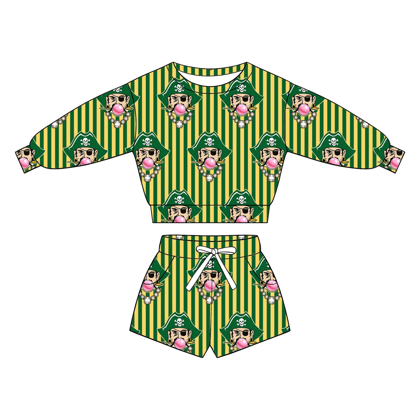 custom moq 5 mix size XY071707 Baby Kids Stripe Long Sleeve Top Drawstring Shorts Clothes Set