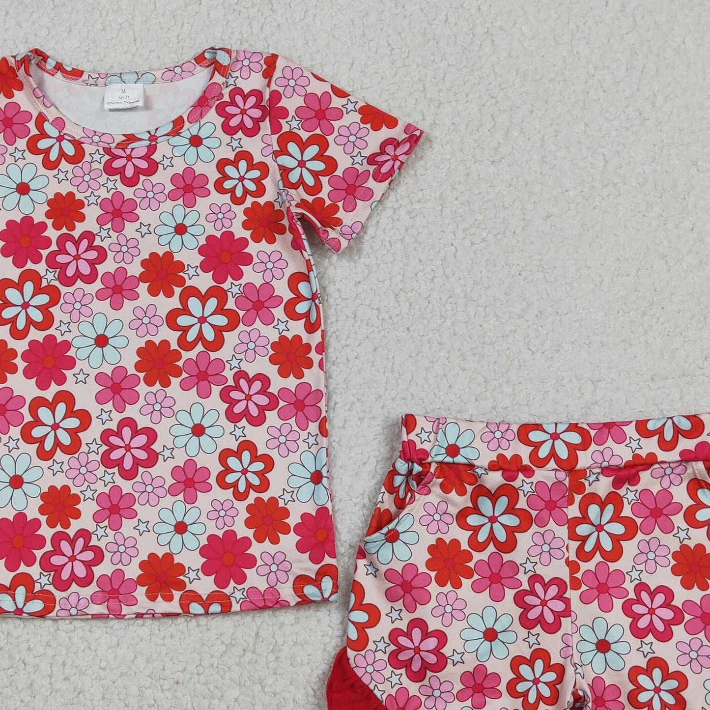 RTS NO MOQ GSSO3471 Baby Girls Cute Floral Top Ruffle Shorts Clothes Sets
