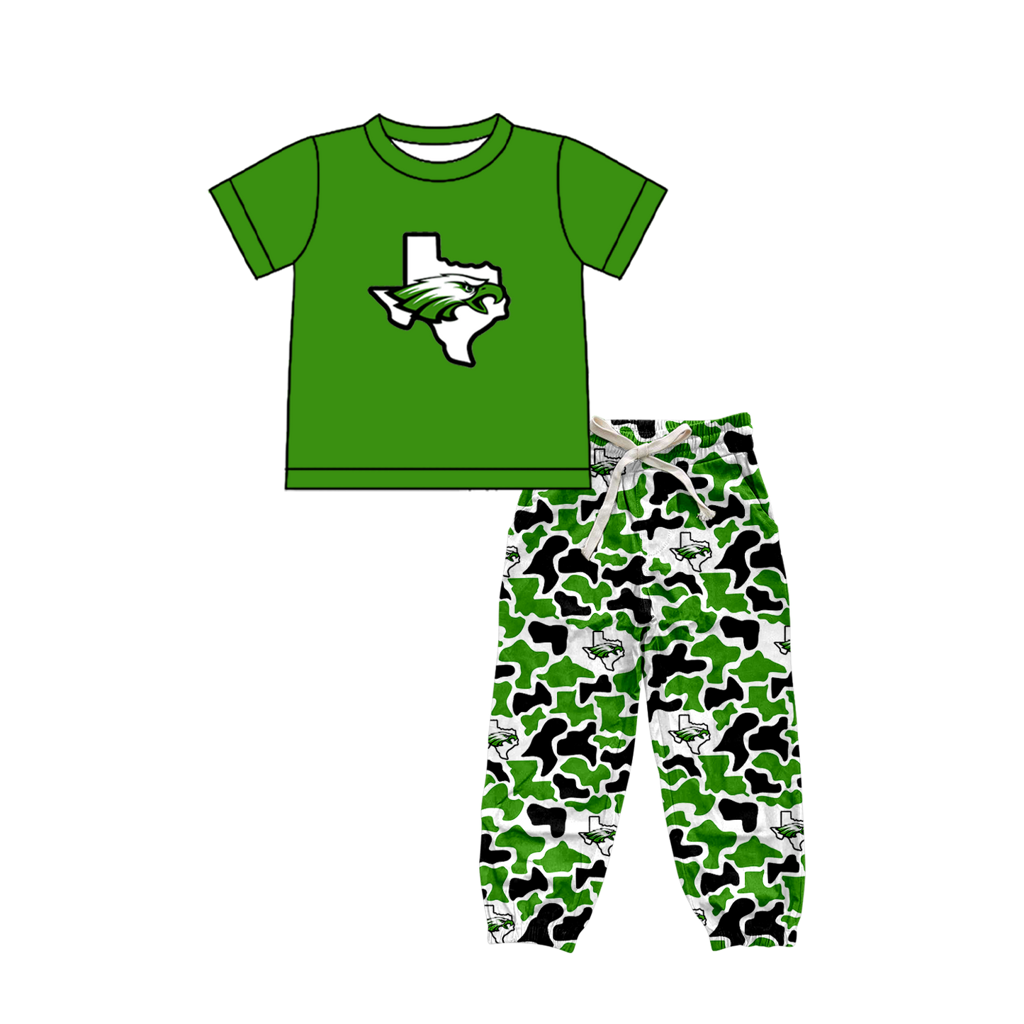 custom moq 5 mix size XY062907 Baby Boys Short Sleeve Top Camouflage Drawstring Pants Set