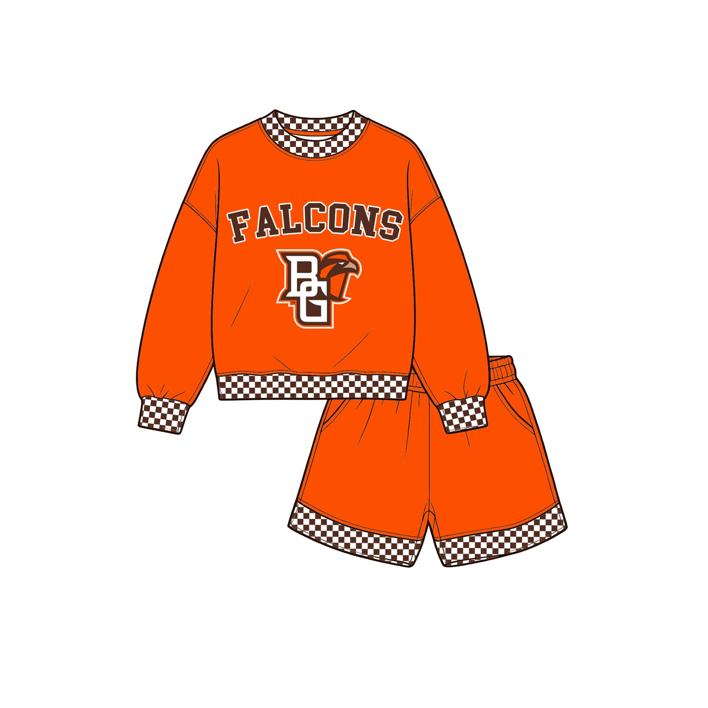 custom moq 5 mix size XY073007 Baby Kids Letter Print Checked Long Sleeve Top Shorts Casual Team Outfit Set