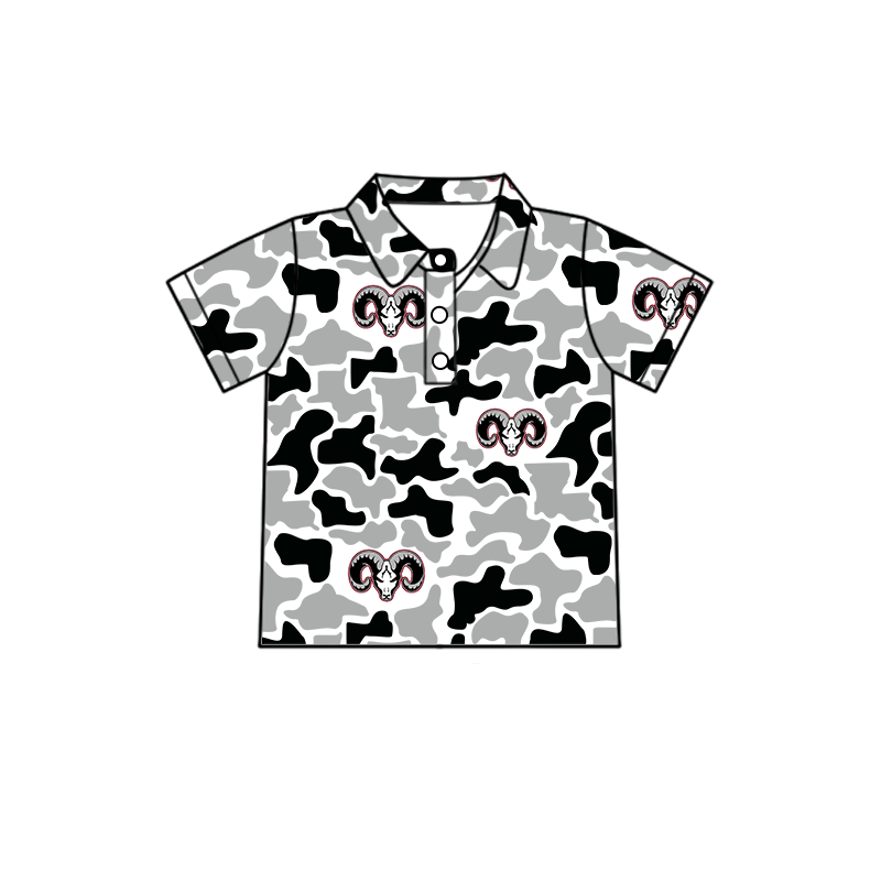 custom moq 5 mix size XY063007 Baby Boys Camouflage Print Short Sleeve Button Polo Shirt Top