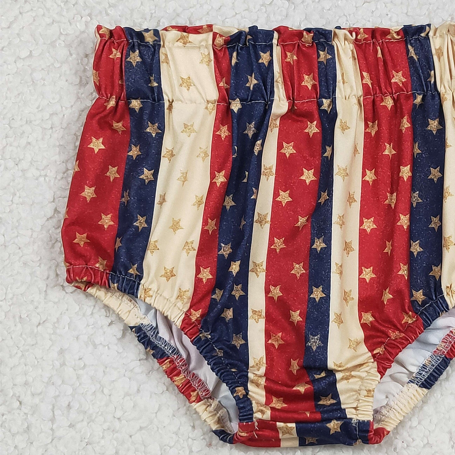 RTS NO MOQ milk silk SS0313 Baby Girls Cute 4th Of July Stars Elastic Bottoms Bummies