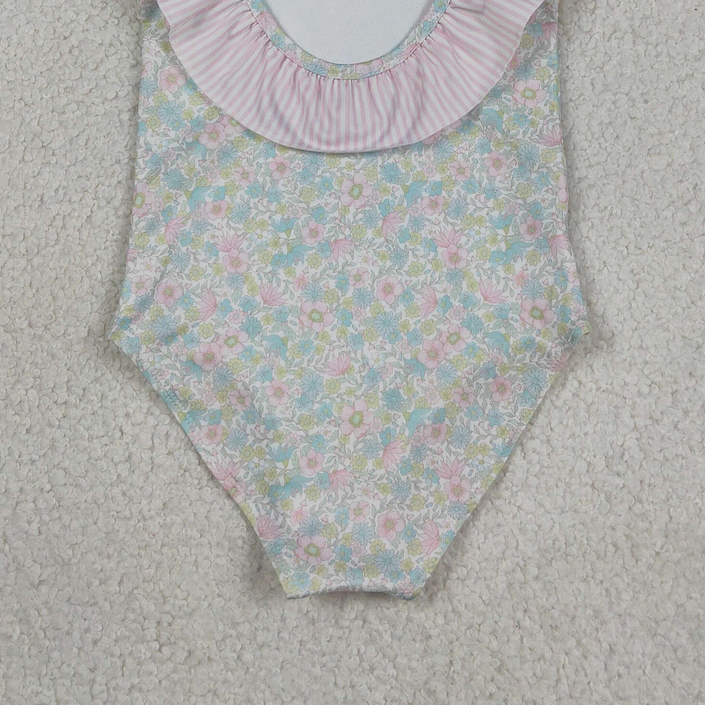 RTS NO MOQ S0732 Baby Girls Summer Stripe Bow Flutter Sleeve Floral Swimsuits