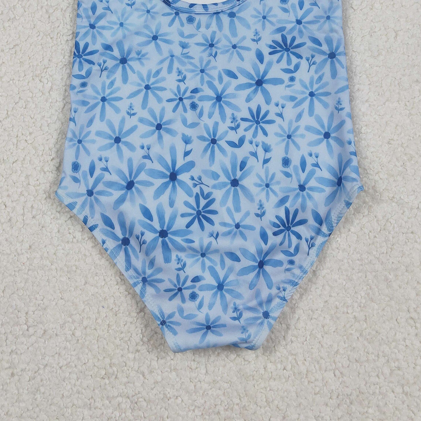 RTS NO MOQ milk silk S0515 Baby Girls Summer Cute Flutter Sleeve Blue Flowers One Piece Bummies Swimsuits