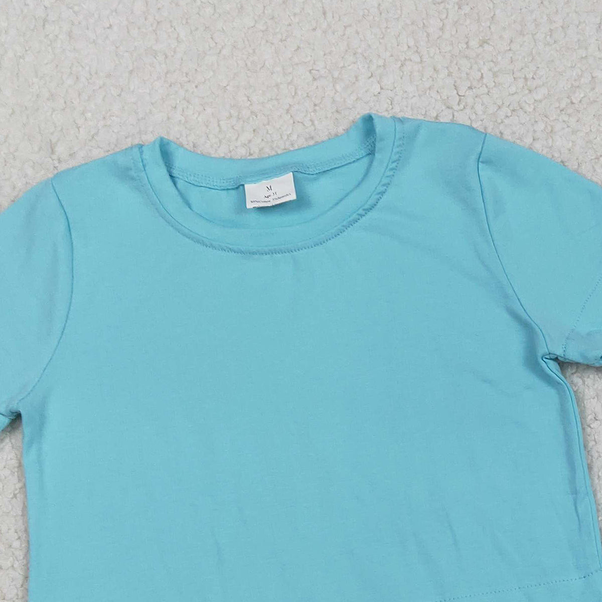 RTS NO MOQ GSSO3180 Baby Girls Blue Short Sleeve Shirt Top with Scallop Trim Matching Shorts Cute Outfit Set for Little Ones