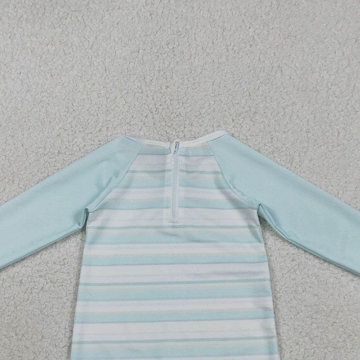 RTS NO MOQ S0650 Baby Girls Aqua Blue Stripe Romper Swimsuit for Infants Summer