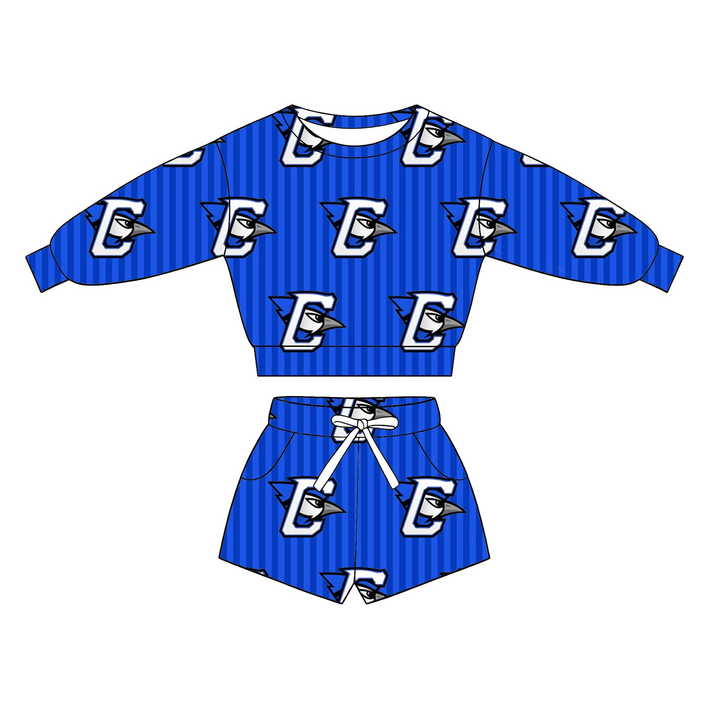 custom moq 5 mix size XY071607 Baby Kids Stripe Long Sleeve Top Drawstring Shorts Team Casual Set