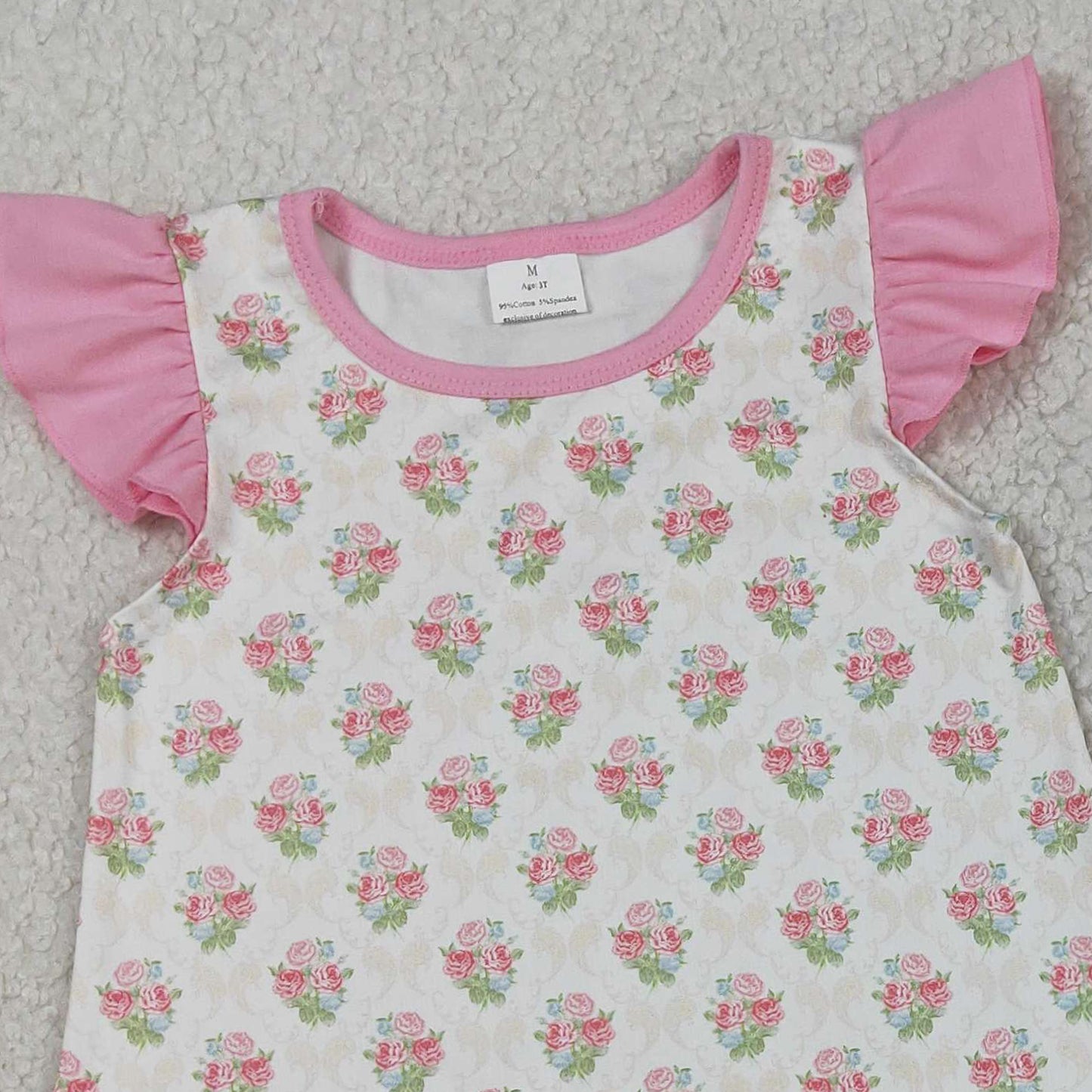 RTS NO MOQ GSSO2953 Baby Girls Pink Checked Tunic with Pockets Short Outfit Set