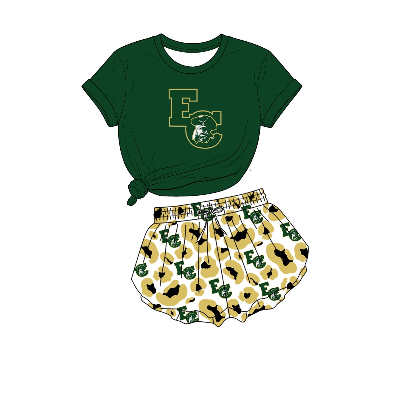custom moq 5 mix size  XY072207 Baby Girls Print Short Sleeve Top Leopard Print Shorts Team Casual Outfit