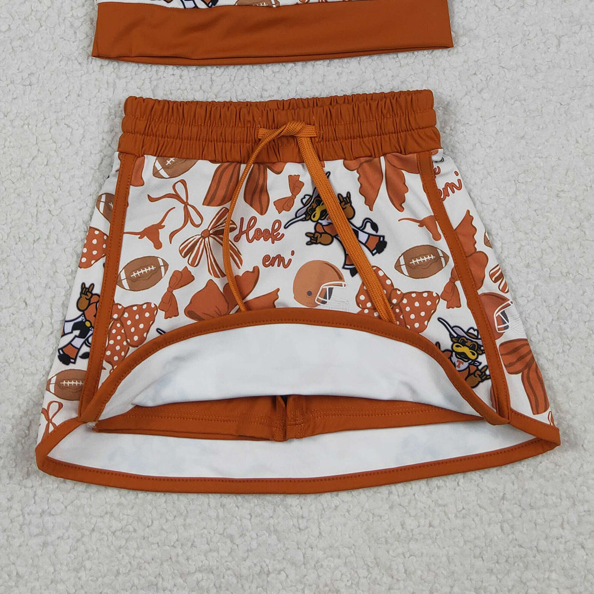 RTS NO MOQ GSD3697 Baby Girls Bow Football Crocodile Print Top And Skirt Set Short Yoga Active Team Outfit