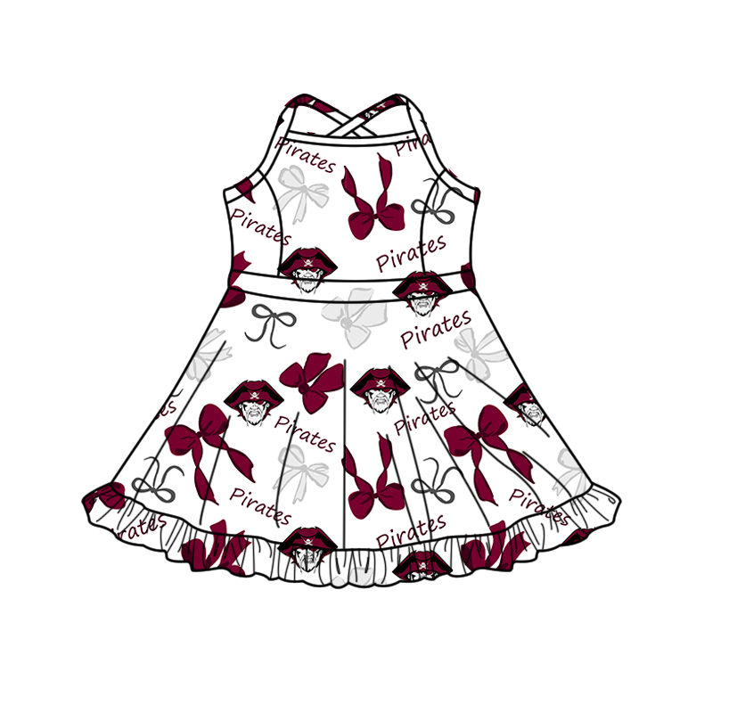 custom moq 5 mix size XY070207 Baby Girls Bows Print Strap Knee Length Skort Yoga Active Dress