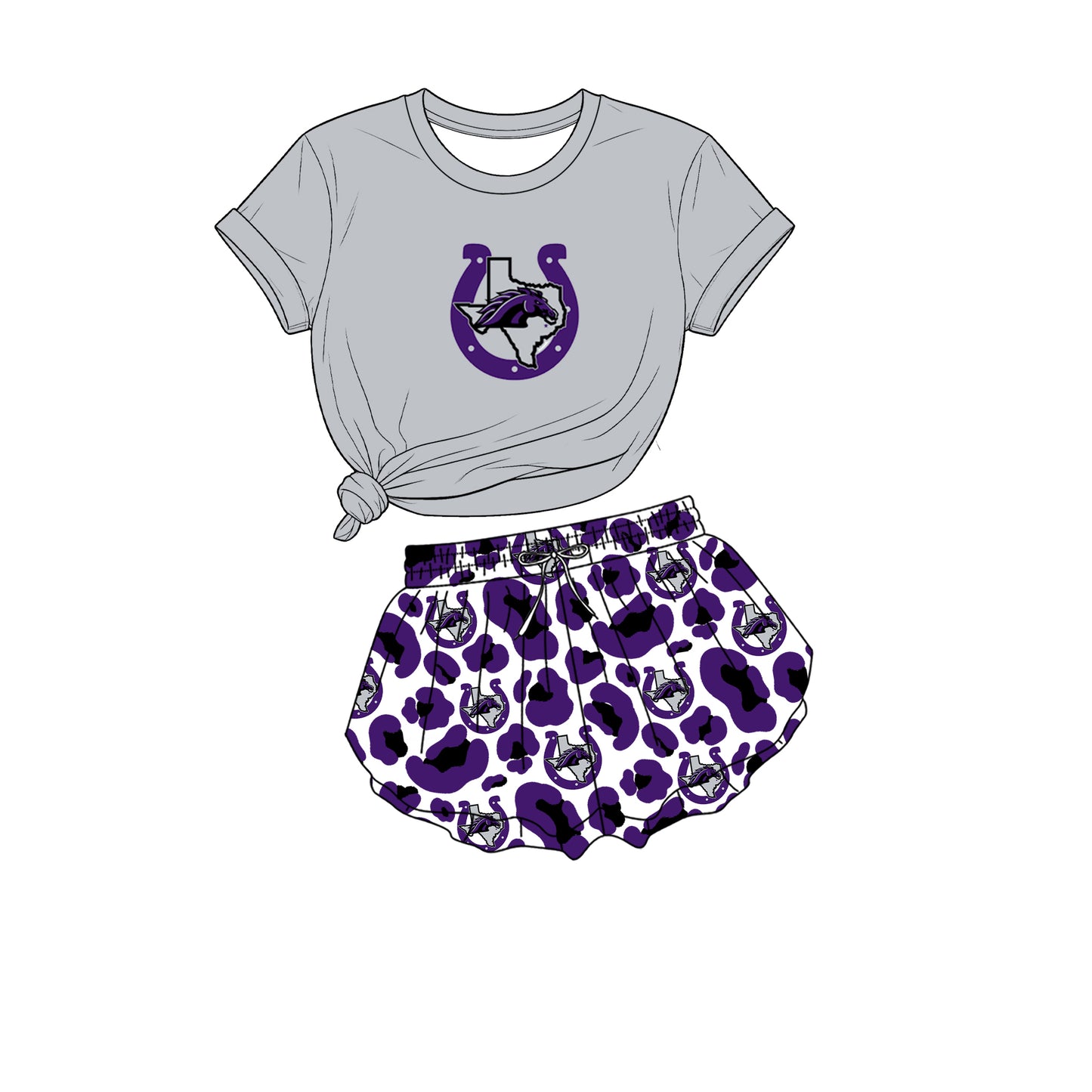 custom moq 5 mix size  XY072107 Baby Girls Print Short Sleeve Top Leopard Print Shorts Team Outfit Set