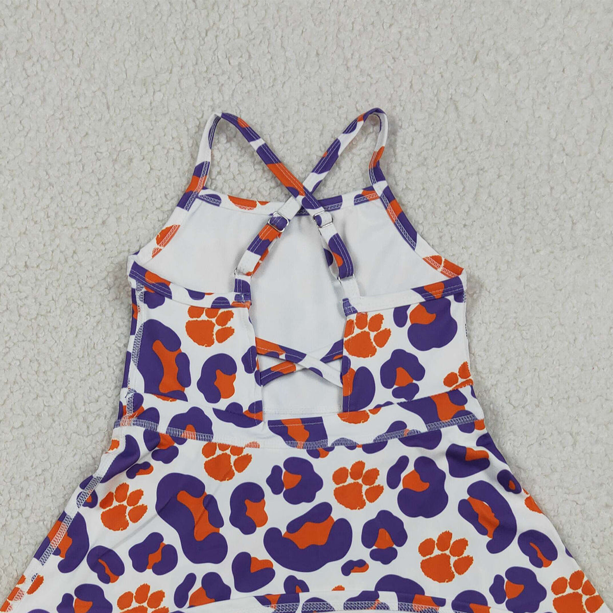 RTS NO MOQ GSD3687 Baby Girls Strap Leopard Team Yoga Active Shorts Knee-Length Dress for Active