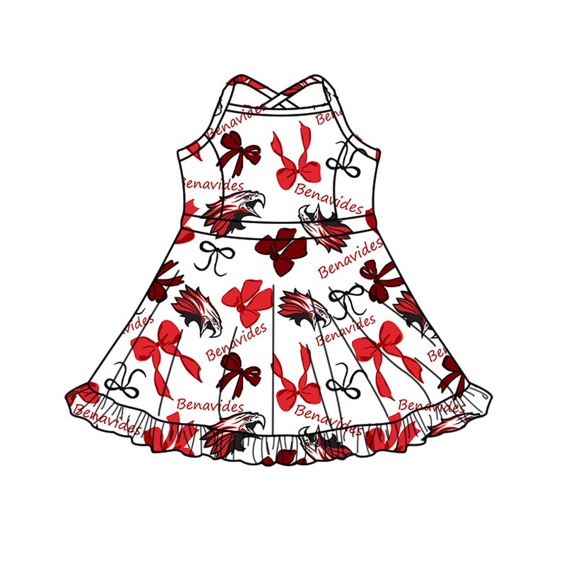 custom moq 5 mix size XY070207 Baby Girls Bows Print Strap Knee Length Skort Yoga Active Dress