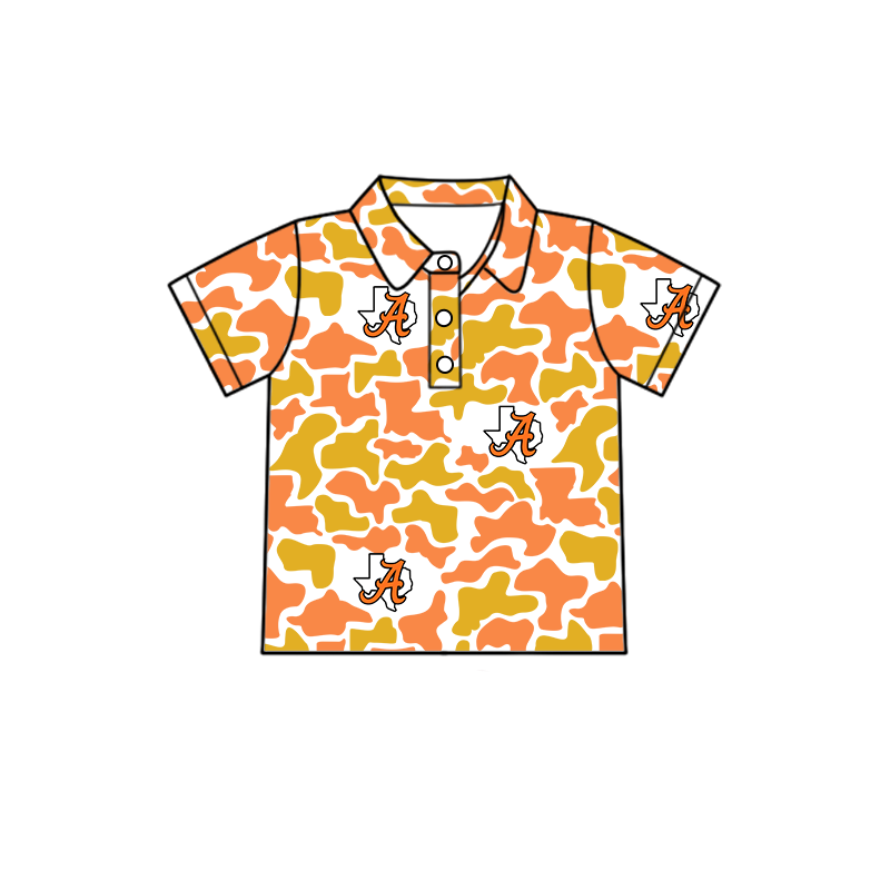 custom moq 5 mix size XY063007 Baby Boys Camouflage Print Short Sleeve Button Polo Shirt Top