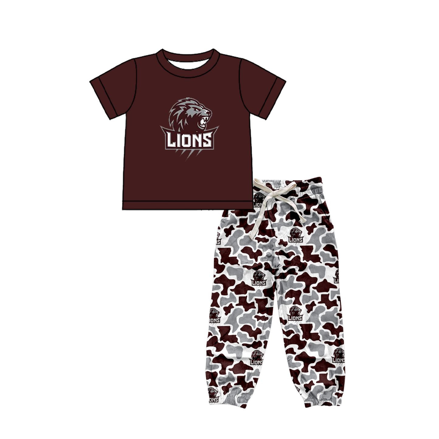 custom moq 5 mix size XY062907 Baby Boys Short Sleeve Top Camouflage Drawstring Pants Set